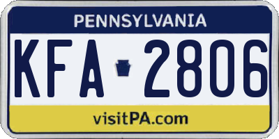PA license plate KFA2806