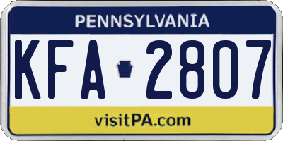 PA license plate KFA2807