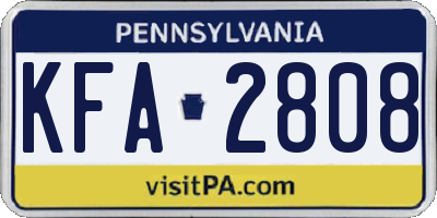 PA license plate KFA2808