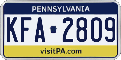 PA license plate KFA2809