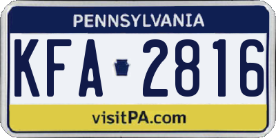 PA license plate KFA2816