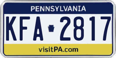 PA license plate KFA2817