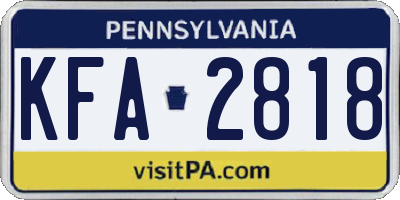 PA license plate KFA2818