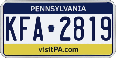 PA license plate KFA2819