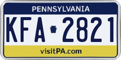 PA license plate KFA2821