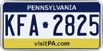 PA license plate KFA2825