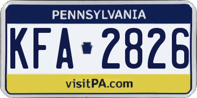 PA license plate KFA2826