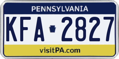 PA license plate KFA2827