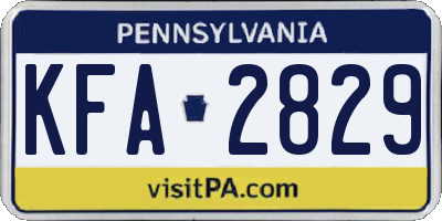 PA license plate KFA2829