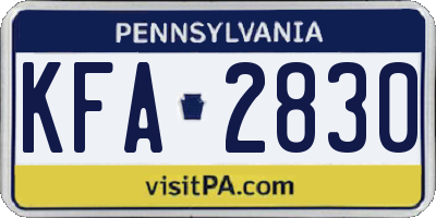 PA license plate KFA2830