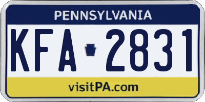 PA license plate KFA2831