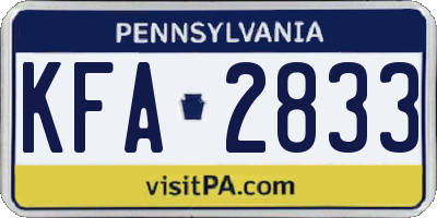 PA license plate KFA2833
