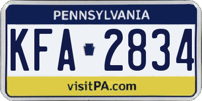 PA license plate KFA2834