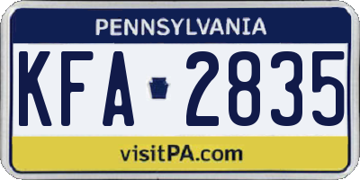 PA license plate KFA2835