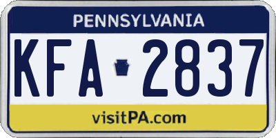 PA license plate KFA2837