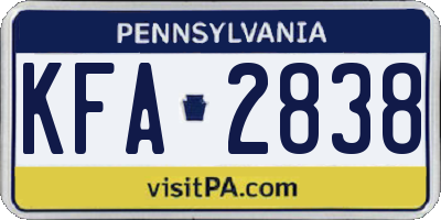 PA license plate KFA2838