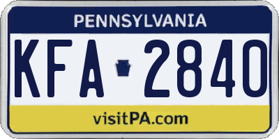 PA license plate KFA2840