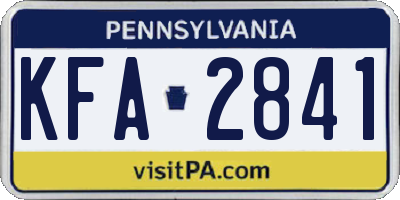 PA license plate KFA2841