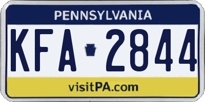PA license plate KFA2844