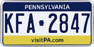 PA license plate KFA2847