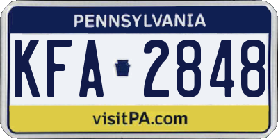 PA license plate KFA2848