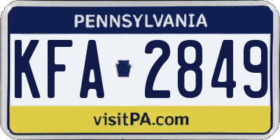 PA license plate KFA2849