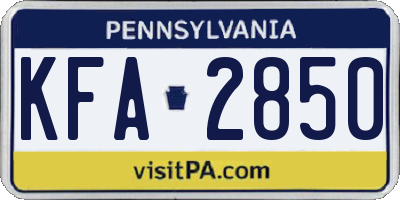 PA license plate KFA2850