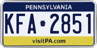 PA license plate KFA2851