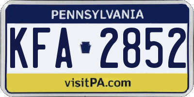 PA license plate KFA2852