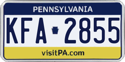PA license plate KFA2855