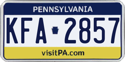 PA license plate KFA2857