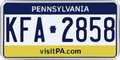 PA license plate KFA2858