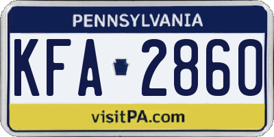 PA license plate KFA2860