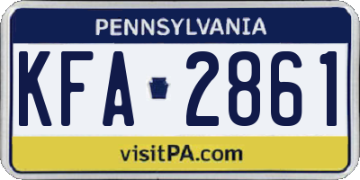 PA license plate KFA2861