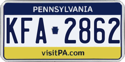 PA license plate KFA2862