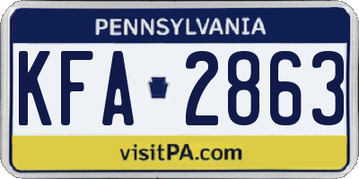 PA license plate KFA2863