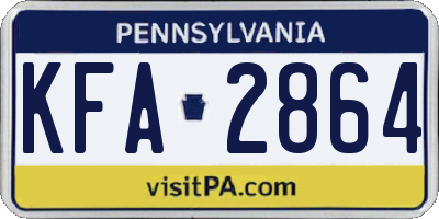 PA license plate KFA2864