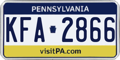 PA license plate KFA2866