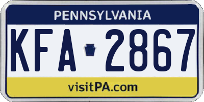 PA license plate KFA2867