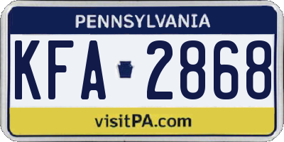 PA license plate KFA2868