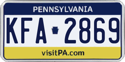 PA license plate KFA2869