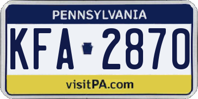 PA license plate KFA2870