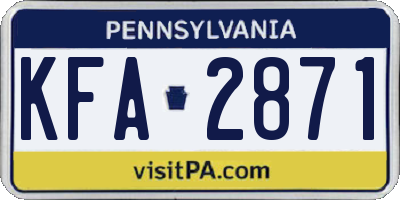 PA license plate KFA2871