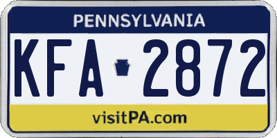 PA license plate KFA2872