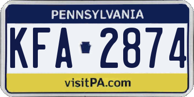 PA license plate KFA2874