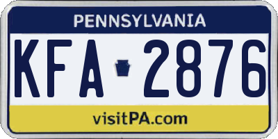 PA license plate KFA2876