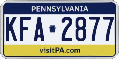 PA license plate KFA2877