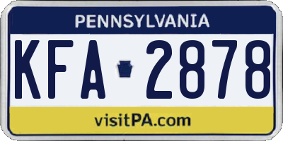 PA license plate KFA2878