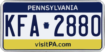 PA license plate KFA2880