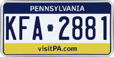 PA license plate KFA2881